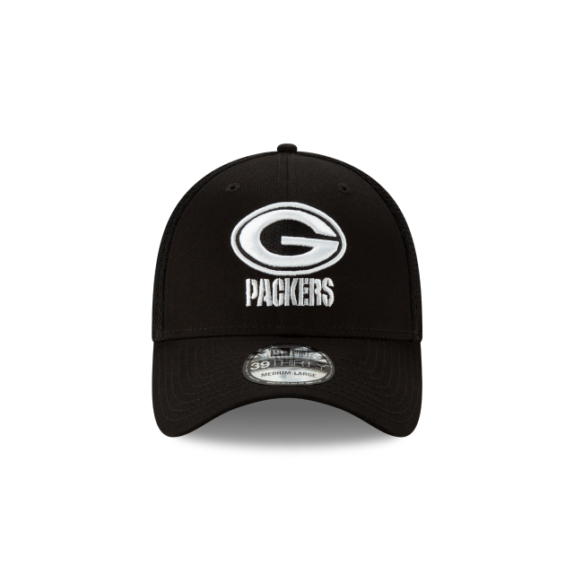 Green Bay Packers NFL New Era Men Black/White 39Thirty Neo Stretch Fit Hat product image 3, provided for visual reference