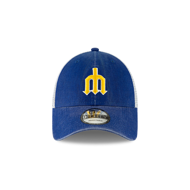 Seattle Mariners MLB New Era Men Blue 9Forty Cooperstown Washed Trucker Adjustable Hat product image 3, provided for visual