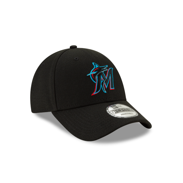 Miami Marlins MLB New Era Men Black 9Forty League Adjustable Hat product image 5, provided for visual reference and product
