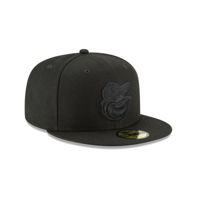 Baltimore Orioles MLB New Era Men Black on Black 59Fifty Basic Fitted Hat product image 6, provided for visual reference and