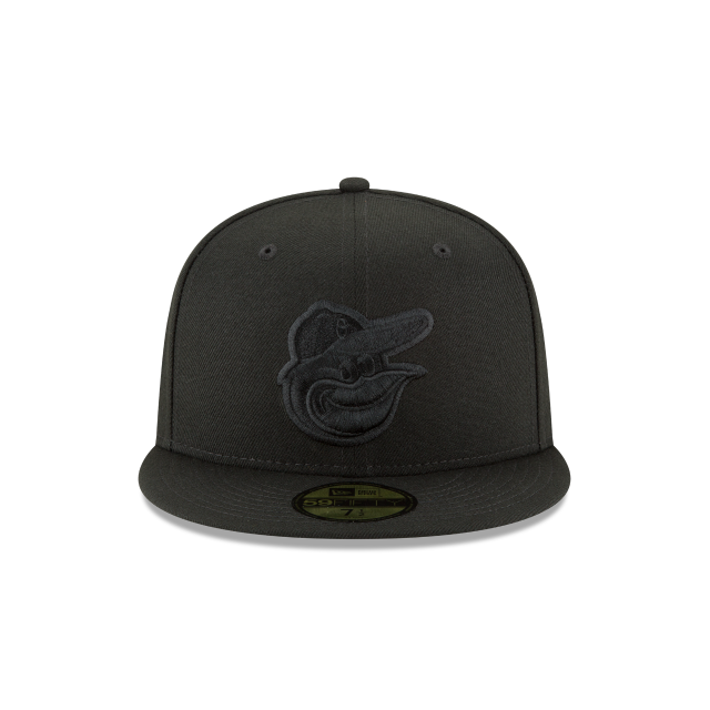 Baltimore Orioles MLB New Era Men Black on Black 59Fifty Basic Fitted Hat product image 5, provided for visual reference and