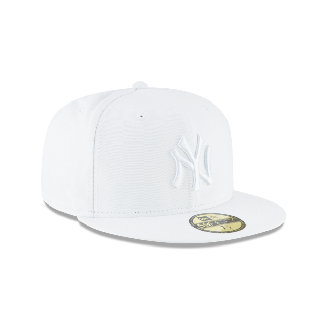 New York Yankees MLB New Era Men White on White 59Fifty Basic Fitted Hat product image 6, provided for visual reference and