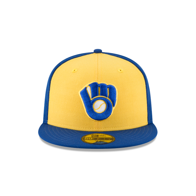 Milwaukee Brewers MLB New Era Men Royal / Yellow 59Fifty 1978 Cooperstown Wool Fitted Hat product image 4, provided for