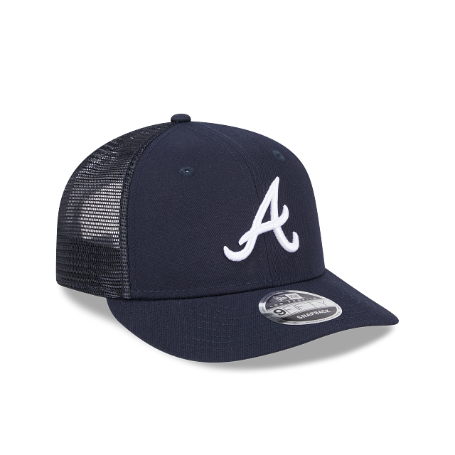 Atlanta Braves MLB New Era Men Navy 9Fifty Low Profile Trucker Snapback product image 7, provided for visual reference and