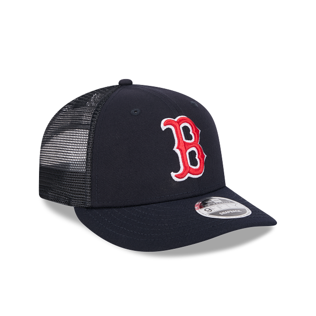 Boston Red Sox MLB New Era Men Navy 9Fifty Low Profile Trucker Snapback product image 7, provided for visual reference and