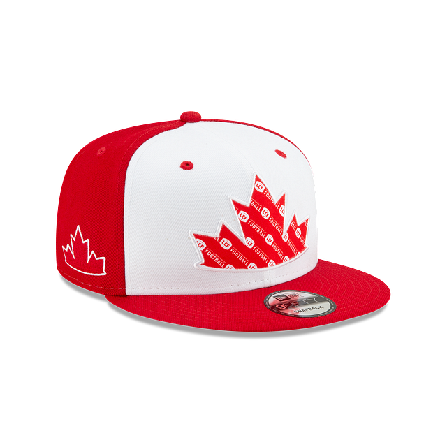 CFL New Era Men Red/White 9Fifty Canada Day Two Tone Sideline Snapback product image 1, provided for visual reference and