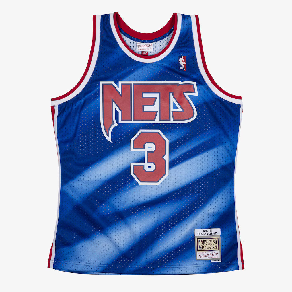 Drazen Petrovic New Jersey Nets NBA Mitchell & Ness Men Blue 1990-91 Hardwood Classics Swingman Jersey product image 2,