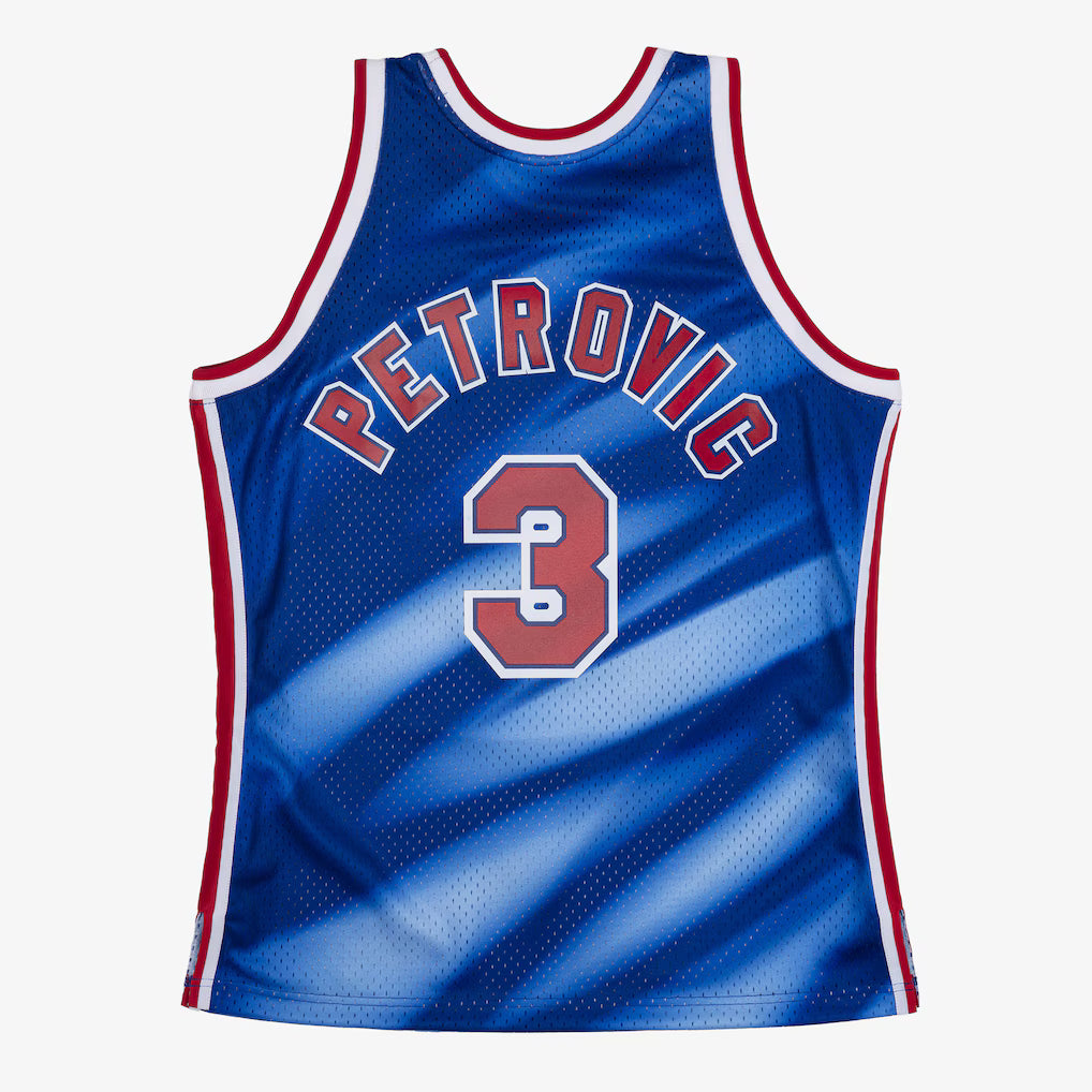 Drazen Petrovic New Jersey Nets NBA Mitchell & Ness Men Blue 1990-91 Hardwood Classics Swingman Jersey product image 1,