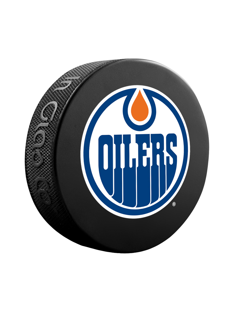Edmonton Oilers NHL Inglasco Basic Souvenir Hockey Puck product image 1, provided for visual reference and product detail