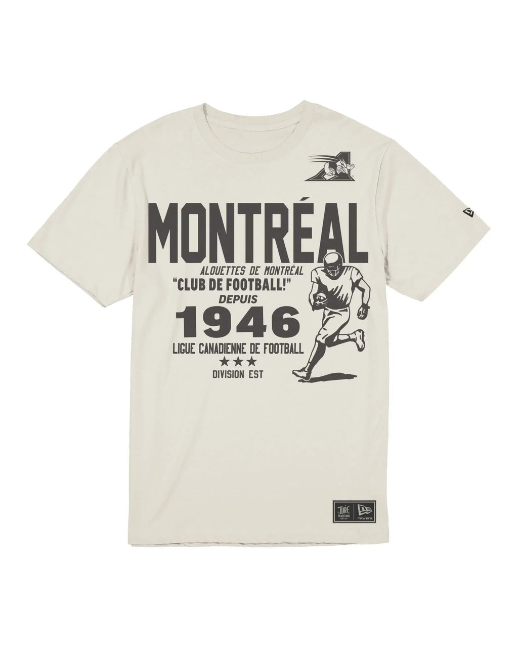 Montreal Alouettes CFL New Era Men Stone 2026 Turf Traditions Logo T-Shirt product image 1, provided for visual reference