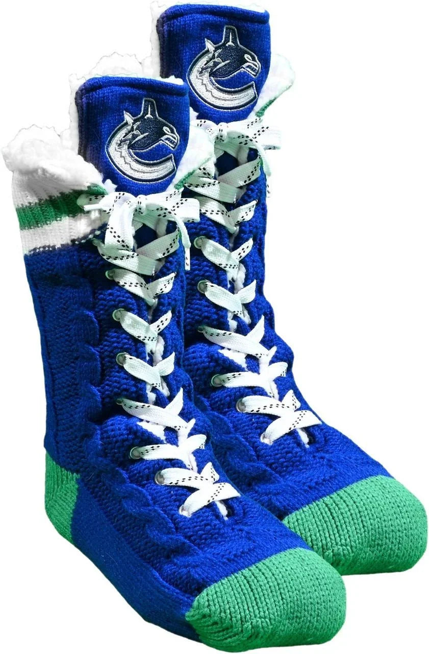 Vancouver Canucks NHL Hockey Sockey Unisex Navy Slipper Skates Socks product image 1, provided for visual reference and