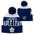 Toronto Maple Leafs NHL Outerstuff Youth Navy/White Cuff Pom Knit Hat product image 1, provided for visual reference and