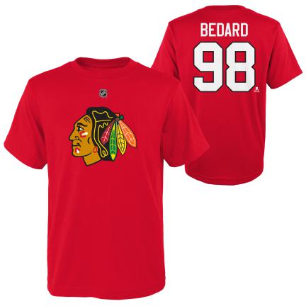 Connor Bedard Chicago Blackhawks NHL Outerstuff Youth Red T-Shirt product image 1, provided for visual reference and product