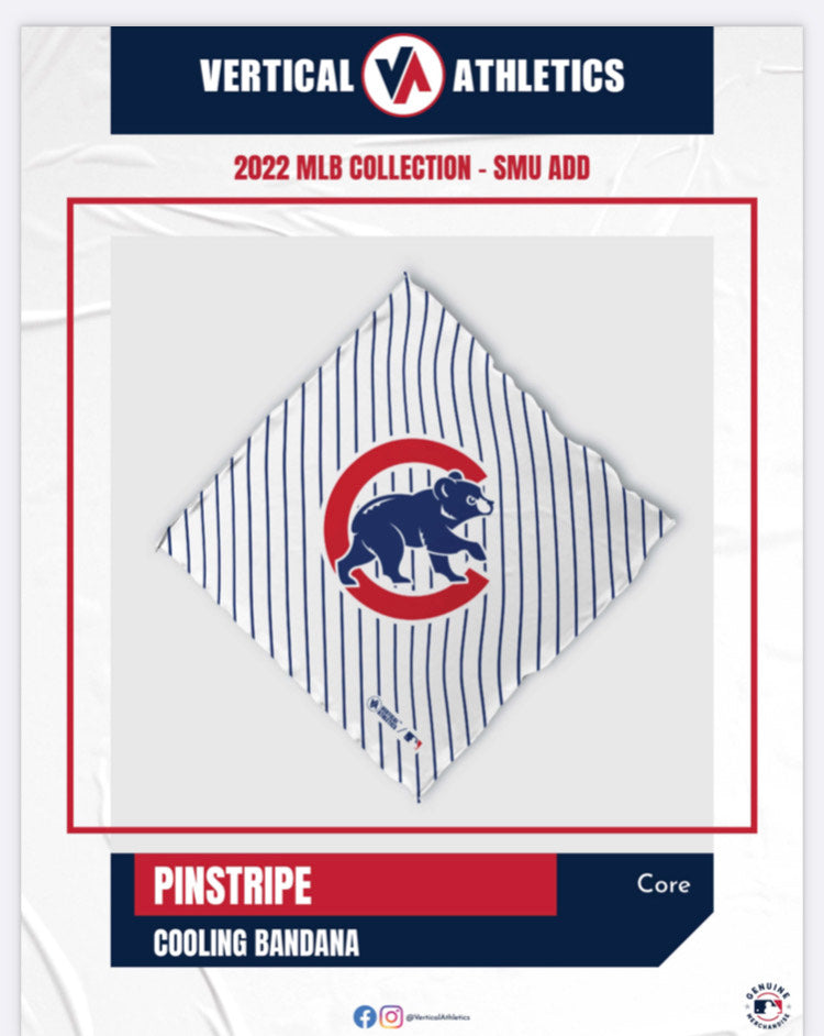 Chicago Cubs Pinstripe Cooling Bandana product image 2, provided for visual reference and product detail review