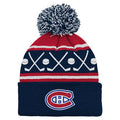 Montreal Canadiens NHL Outerstuff Kids Navy Face-Off Cuff Pom Knit Hat product image 1, provided for visual reference and