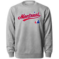 Montreal Expos MLB Bulletin Men Athletic Grey Cooperstown Twill Applique Crew Sweater product image 1, provided for visual