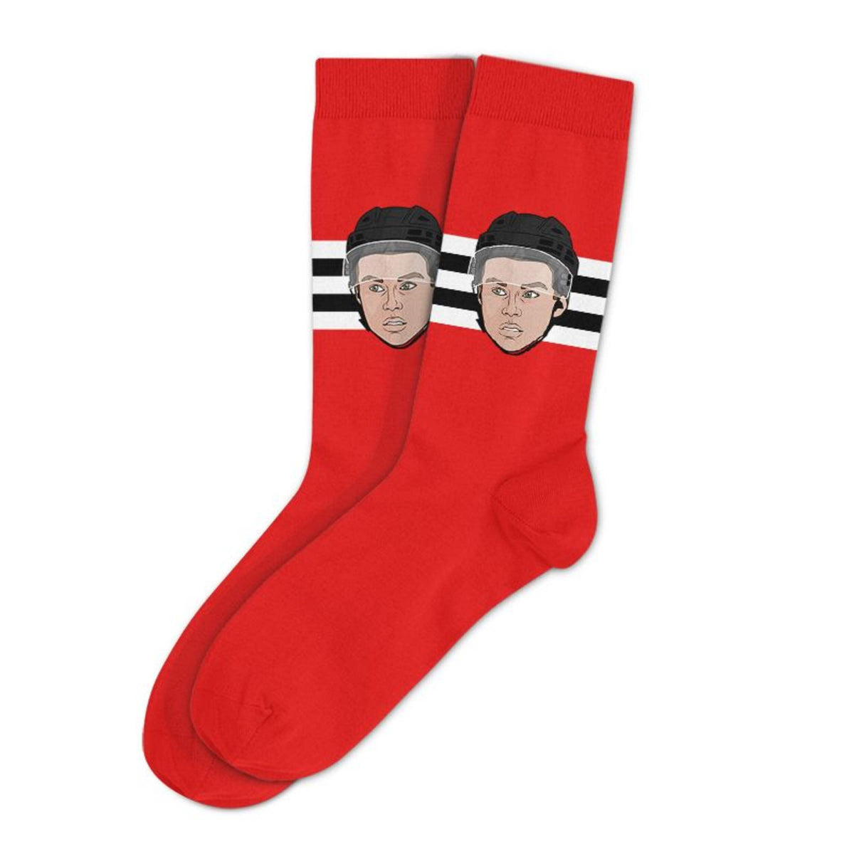 Connor Bedard Chicago Blackhawks NHL Major League Socks Men Red Crew Socks product image 2, provided for visual reference