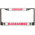 Chicago Blackhawks White and Chrome License Plate Frame product image 1, provided for visual reference and product detail