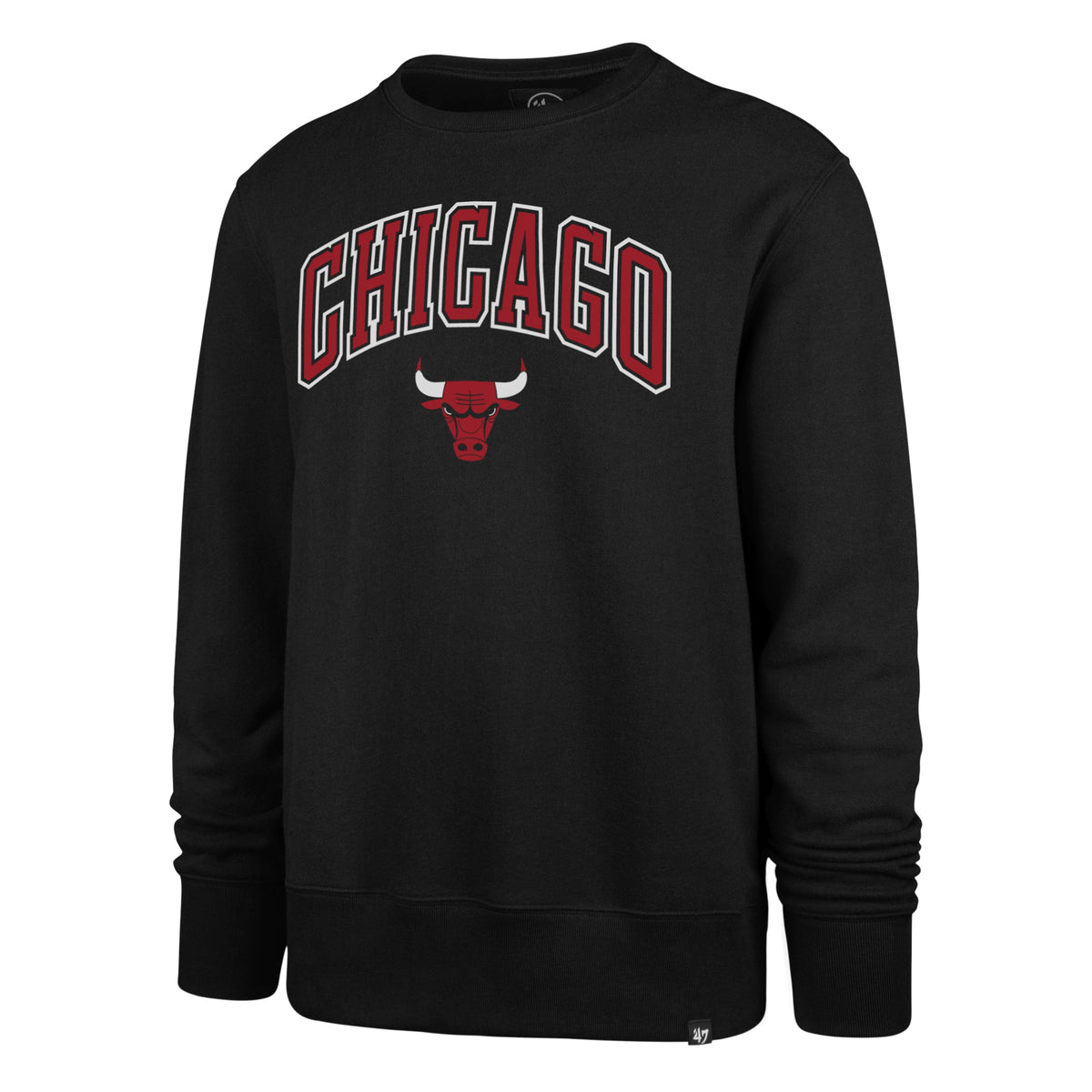 Chicago Bulls Men Black Headline Crew Neck Sweatshirt product image 1, provided for visual reference and product detail