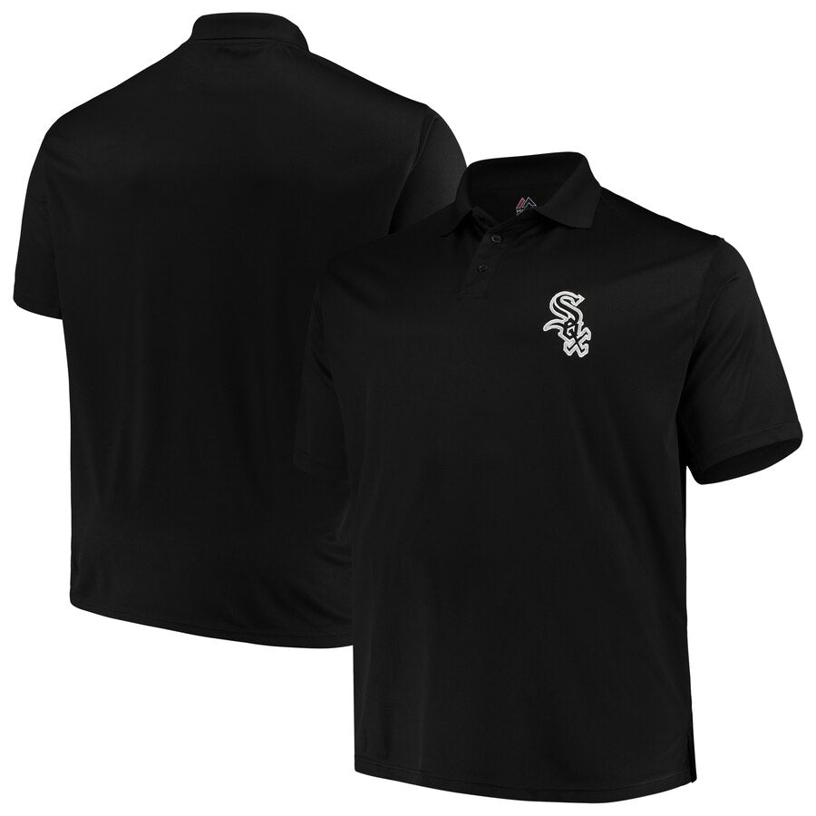 Chicago White Sox Men Big and Tall All Black Birdseye Polo product image 1, provided for visual reference and product detail