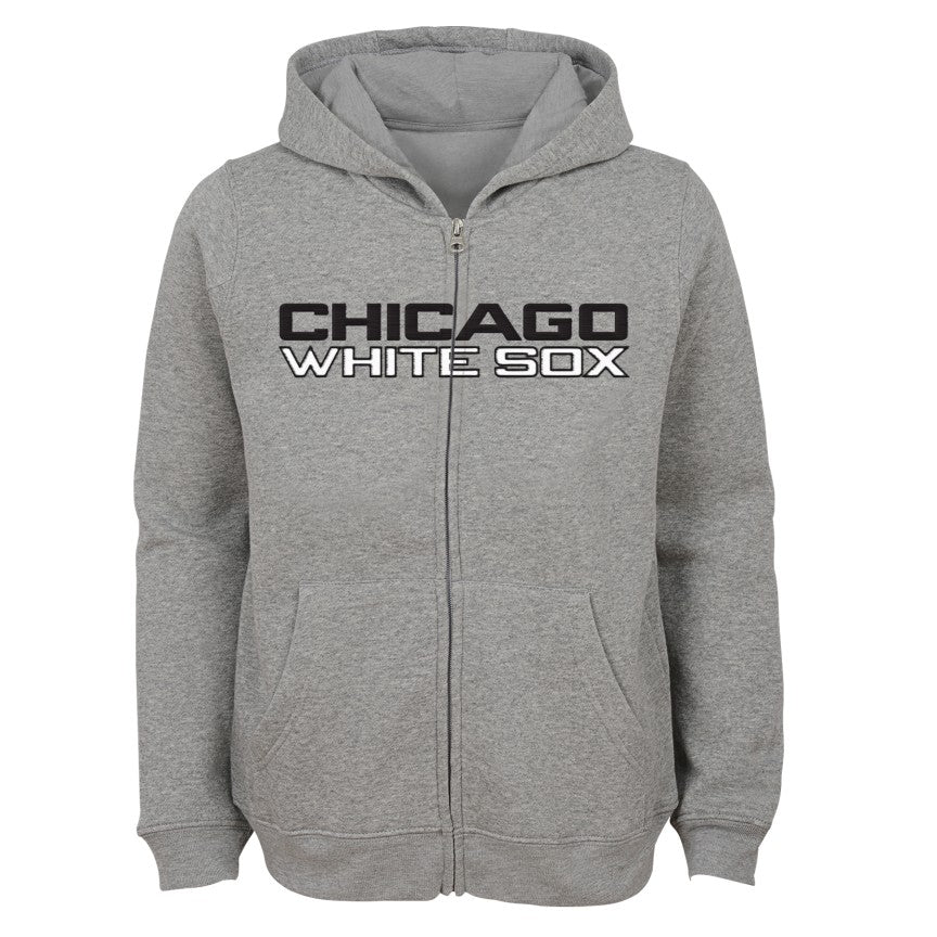 Chicago White Sox Youth Grey Full Zip Hoodie product image 1, provided for visual reference and product detail review
