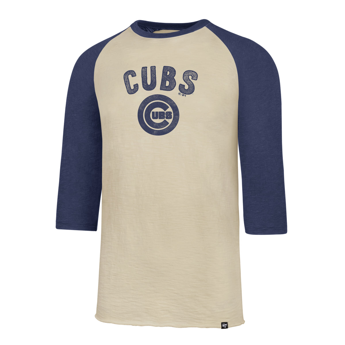 Chicago Cubs Cream & Royal 1/4 Sleeve Bullseye Raglan T-Shirt product image 1, provided for visual reference and product