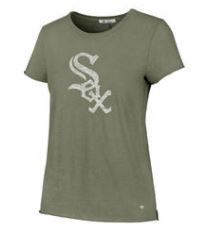 Chicago White Sox Olive Fader Letter Crew Women T-Shirt product image 1, provided for visual reference and product detail