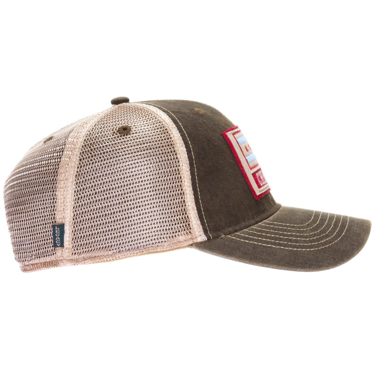 Chicago Faded Black and Tan Flag Patch Fade Wash Adjustable Hat product image 4, provided for visual reference and product