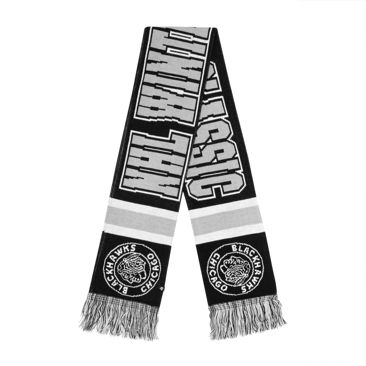 Blackhawks 2019 Winter Classic Black Breakaway Scarf product image 1, provided for visual reference and product detail review