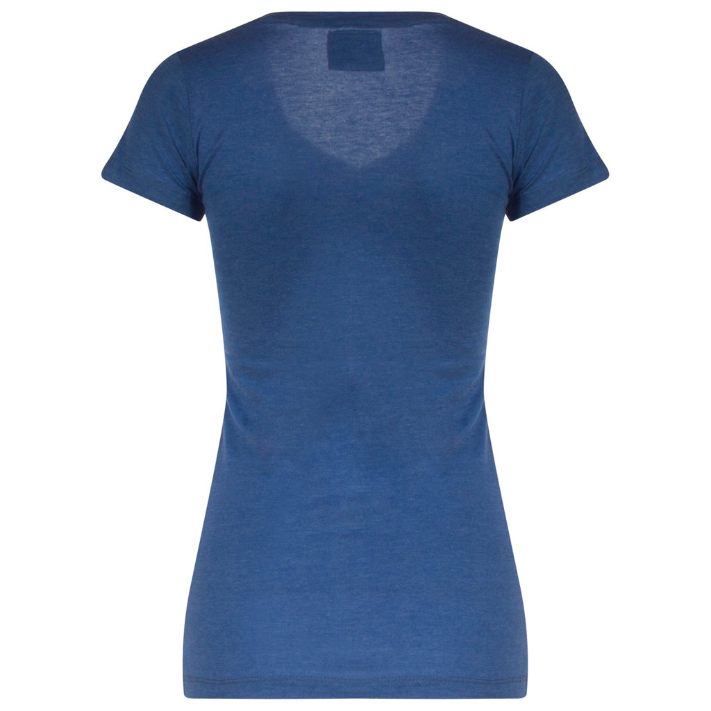 Chicago Cubs Women Heather Royal Bullseye Logo V-Neck T-Shirt product image 2, provided for visual reference and product