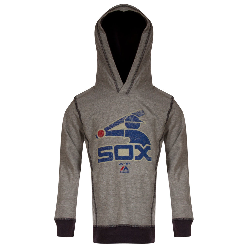 Chicago White Sox Boys/Girls Heather Grey and Faded Navy Batterman Logo Hoodie product image 1, provided for visual