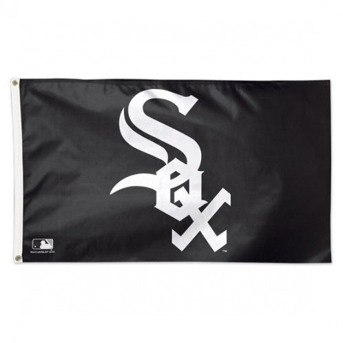 Chicago White Sox Black Logo Deluxe 3' x 5' Flag product image 1, provided for visual reference and product detail review