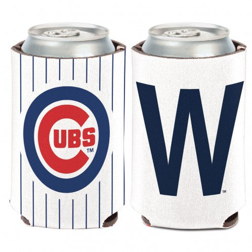 Chicago Cubs "W" Pinstripe Can Coozie product image 1, provided for visual reference and product detail review