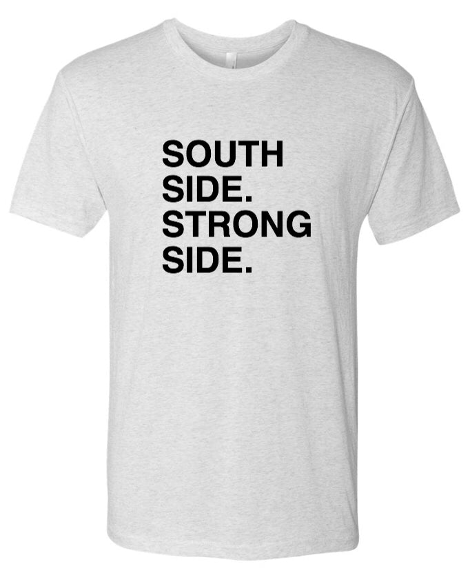 Obvious Mens Grey South Side Strong Side T-Shirt product image 1, provided for visual reference and product detail review