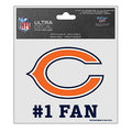Chicago Bears 3 inch x 4 inch #1 FAN Ultra Decal with C Logo product image 1, provided for visual reference and product