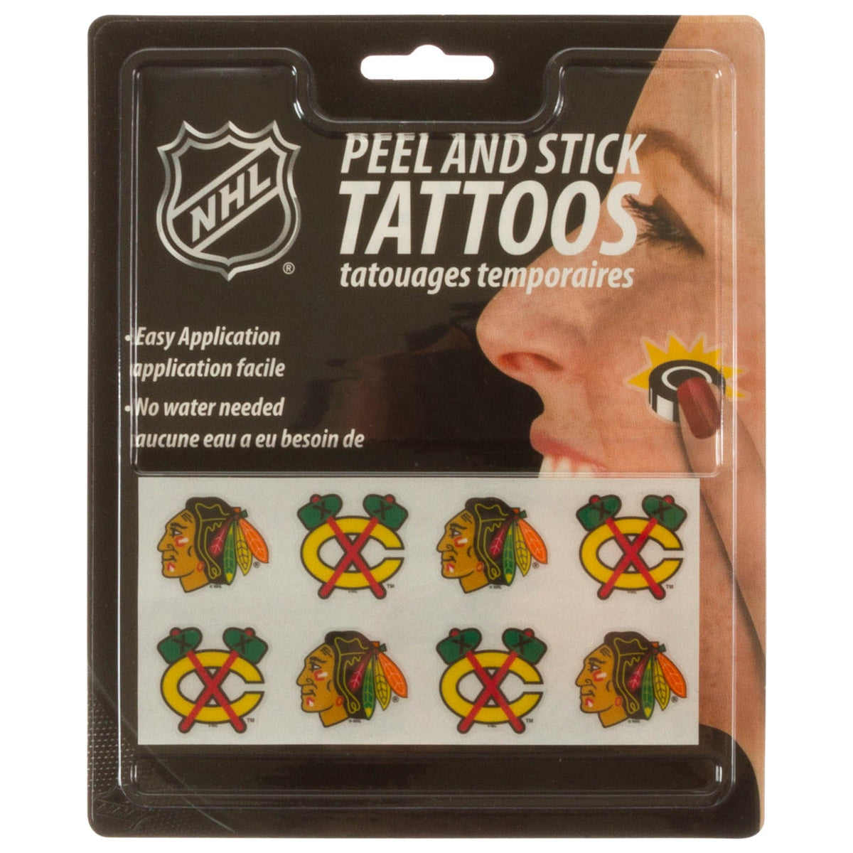 Chicago Blackhawks Peel and Stick Tattoos product image 1, provided for visual reference and product detail review