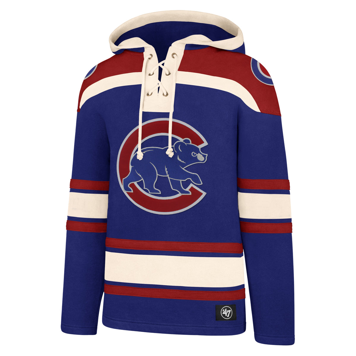 Chicago Cubs Royal Walking Bear Superior Lacer Hoodie product image 1, provided for visual reference and product detail