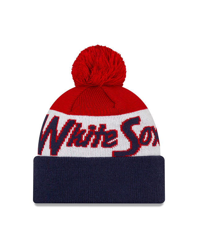 Chicago White Sox Men Knit Script A3 w/ Pom & Batterman Hat product image 2, provided for visual reference and product