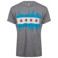 Chicago Men Grey Bleeding Skyline Chicago Flag Tri-Blend T-Shirt product image 1, provided for visual reference and product