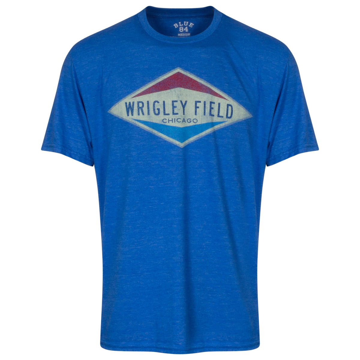 Wrigley Field Men Royal Faded Diamond Logo Gas Station T-Shirt product image 1, provided for visual reference and product