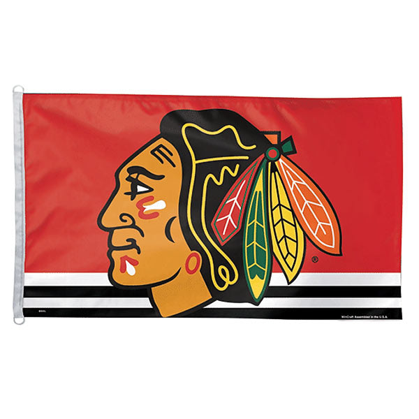 Chicago Blackhawks 3'x5' Indian Head Logo Flag by Wincraft product image 1, provided for visual reference and product detail