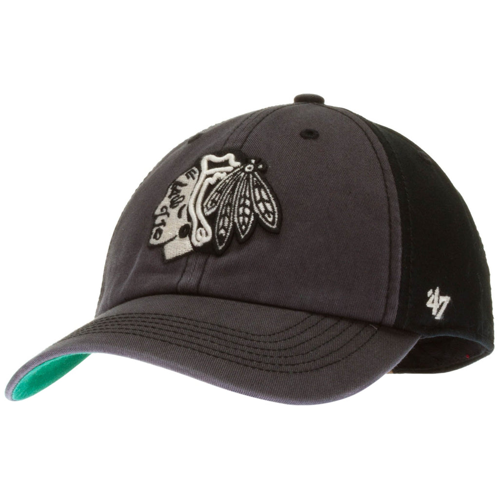 Chicago Blackhawks Grey and Black Primary Logo Franchise Fitted Hat product image 1, provided for visual reference and