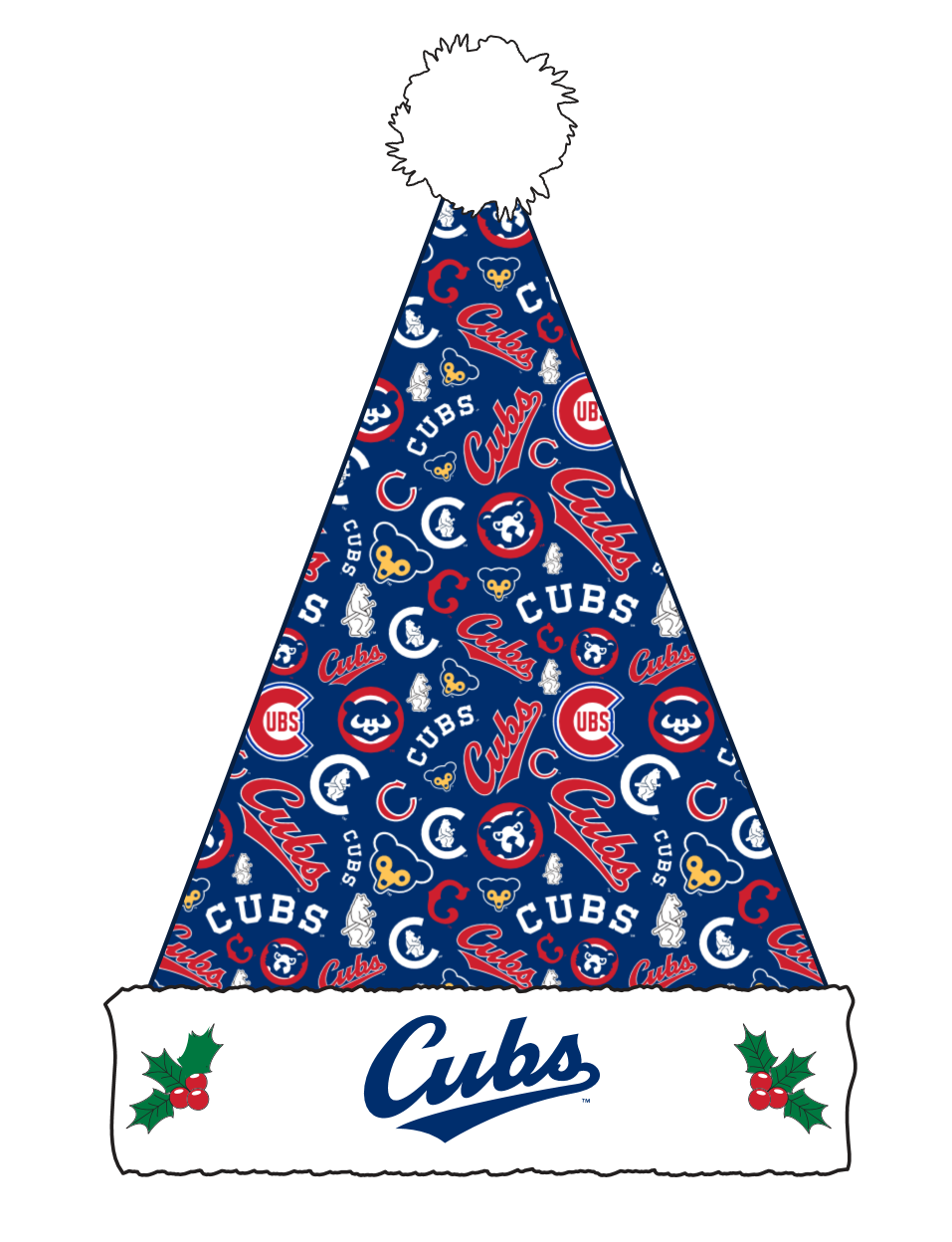 Chicago Cubs Ugly Sweater Pattern Santa Hat product image 1, provided for visual reference and product detail review