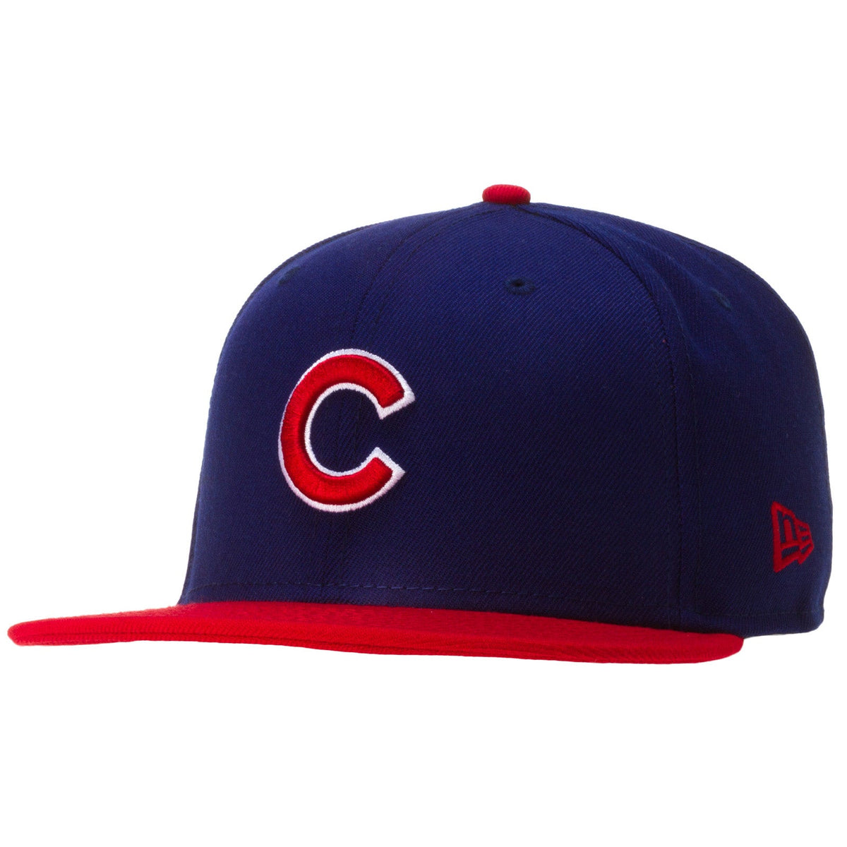 Chicago Cubs Red Bill New Era Road 59FIFTY Fitted Hat product image 1, provided for visual reference and product detail