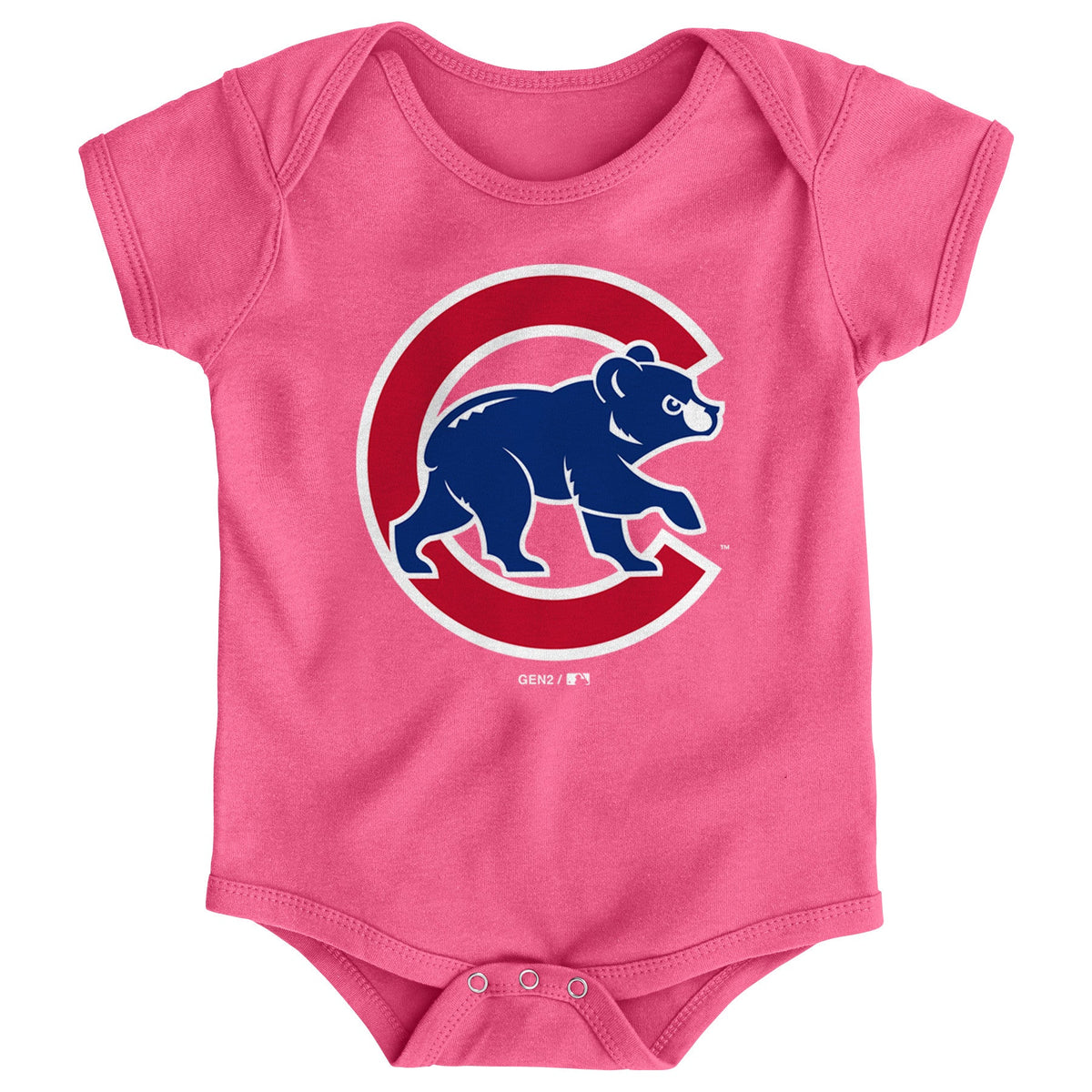Chicago Cubs Crawl Bear Logo Baby Creeper Pink Onesie product image 1, provided for visual reference and product detail