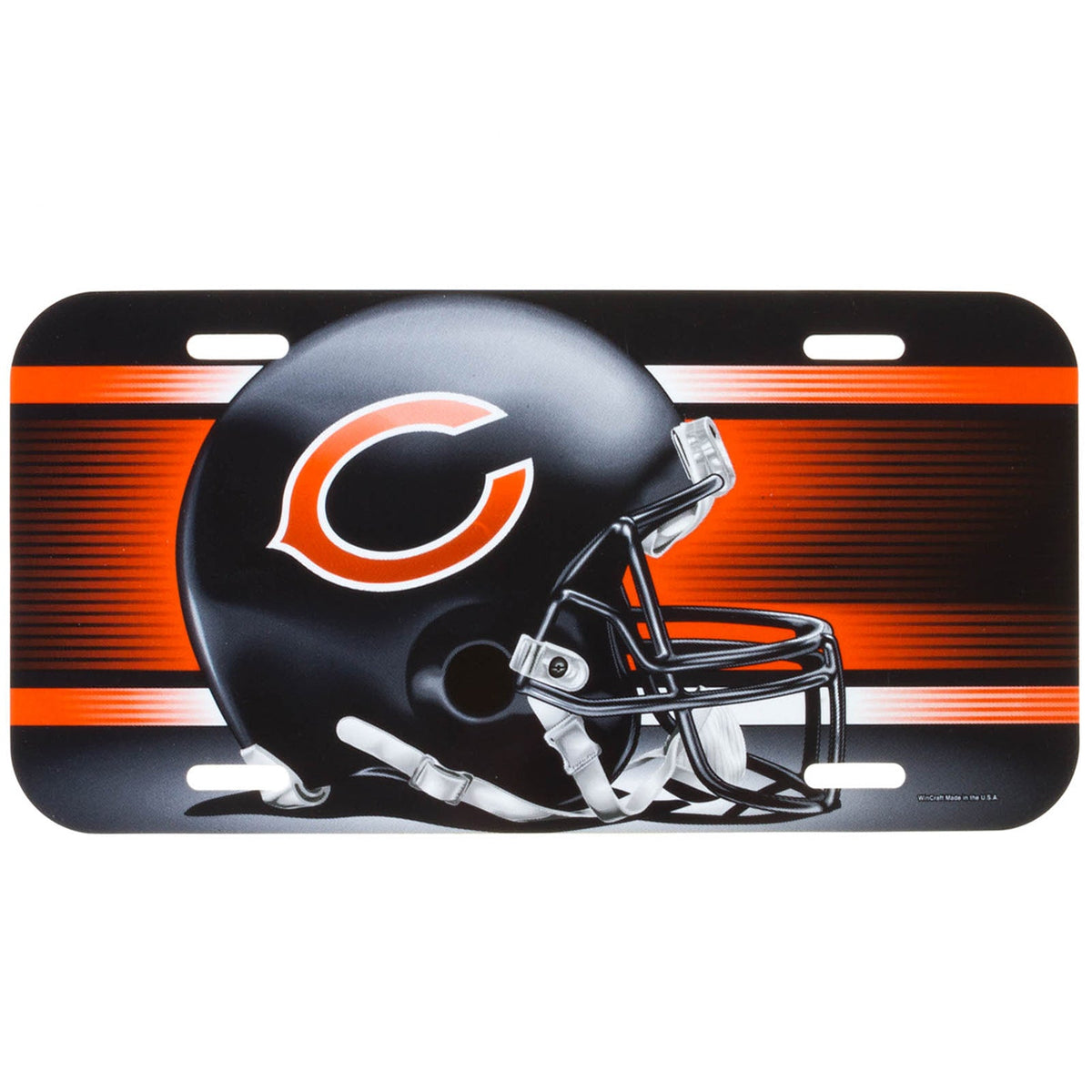 Chicago Bears Plastic License Plate with Bears Helmet product image 1, provided for visual reference and product detail