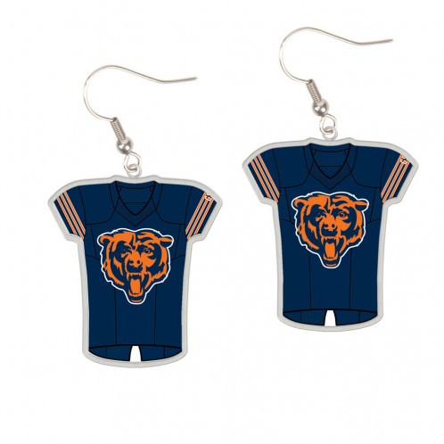Bears Navy And Orange Jersey Earrings With Bear Face product image 1, provided for visual reference and product detail review