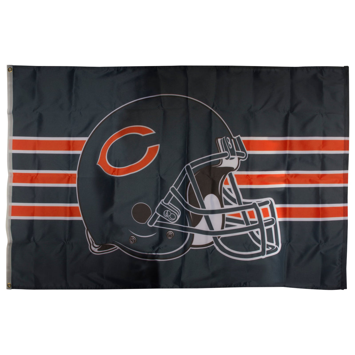 Chicago Bears Navy and Orange and White Stripes Helmet Logo 3' x 5' Flag product image 1, provided for visual reference and