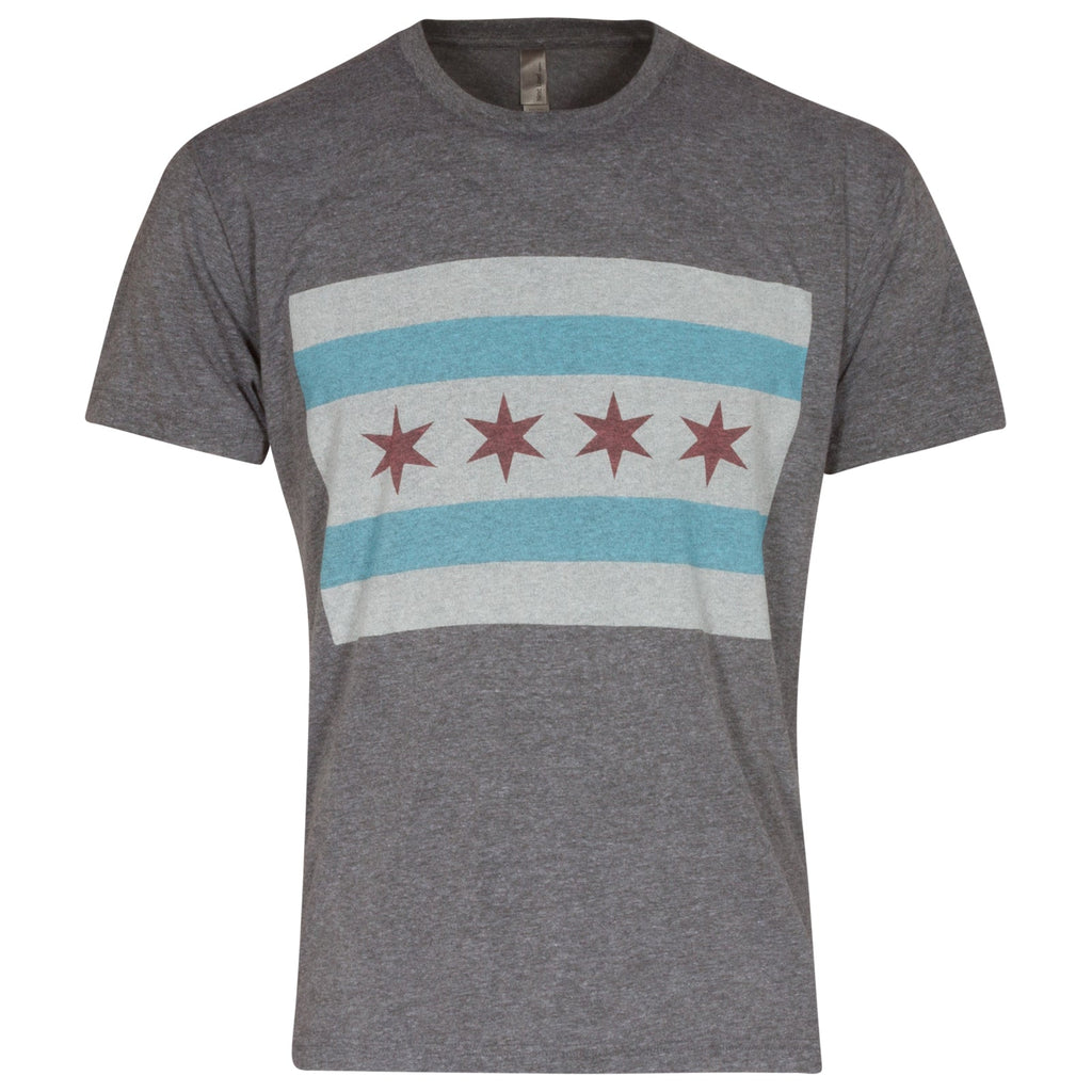 Chicago Men Grey Triblend Flag T-Shirt product image 1, provided for visual reference and product detail review