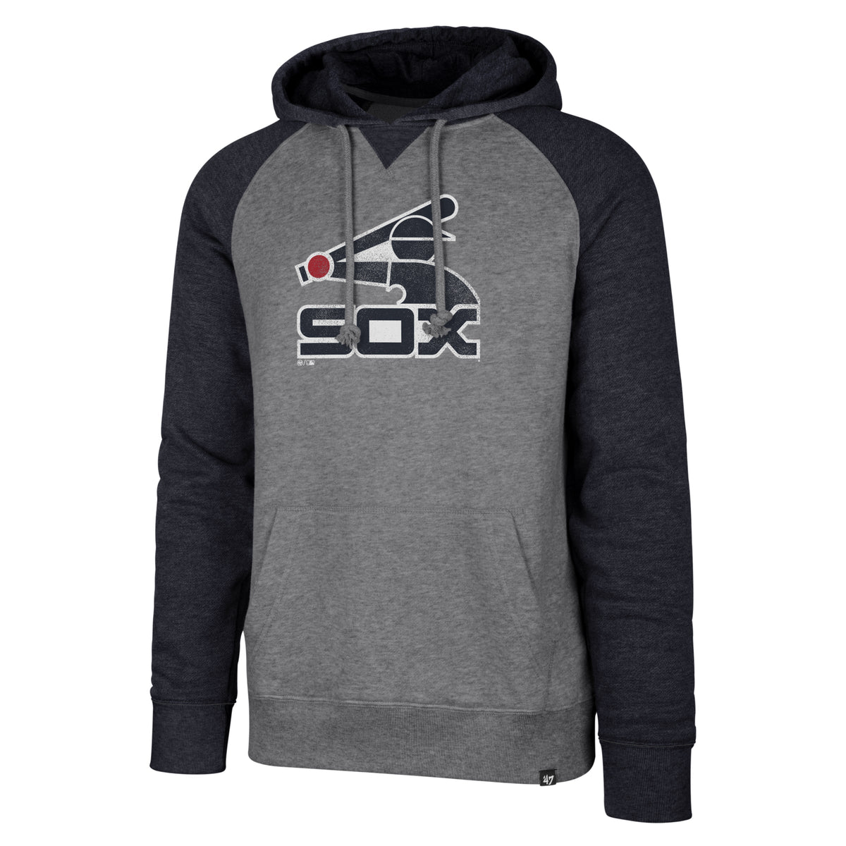 Chicago White Sox Grey w/ Navy Sleeve Batterman Raglan Hood product image 1, provided for visual reference and product